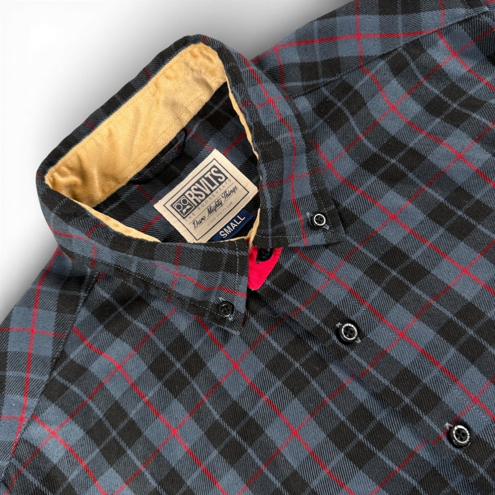 RSVLTS The Roosevelts Shirt Mens S Gray Red Plaid Button Down Dare Mighty Things